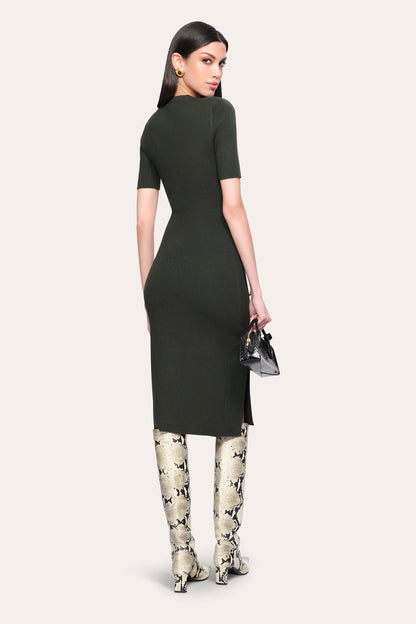 Women Bella Ribbed Dress Dark Willow | Elie Tahari