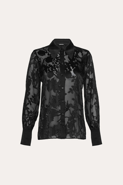 Women Satin Burnout Shirt Black | Elie Tahari