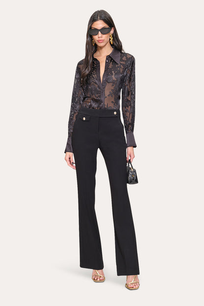 Women Satin Burnout Shirt Black | Elie Tahari
