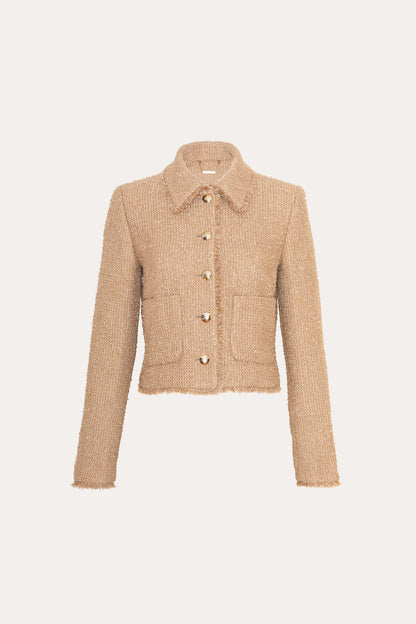 Women Boucle Tweed Jacket Camel Multi | Elie Tahari