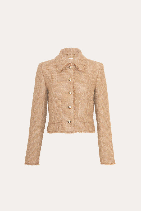 Women Boucle Tweed Jacket Camel Multi | Elie Tahari