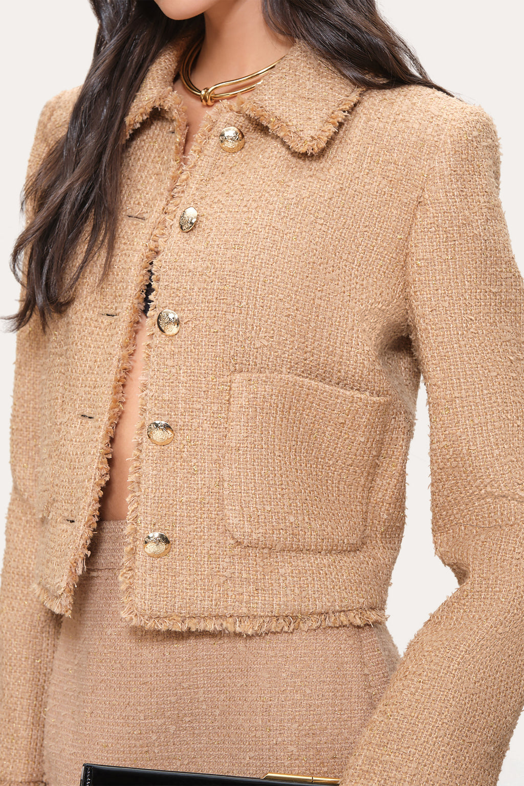 Women Boucle Tweed Jacket Camel Multi | Elie Tahari